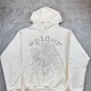 White Sp5der Graphic Hoodie  OG Rhinestone White/Size M / Brand New